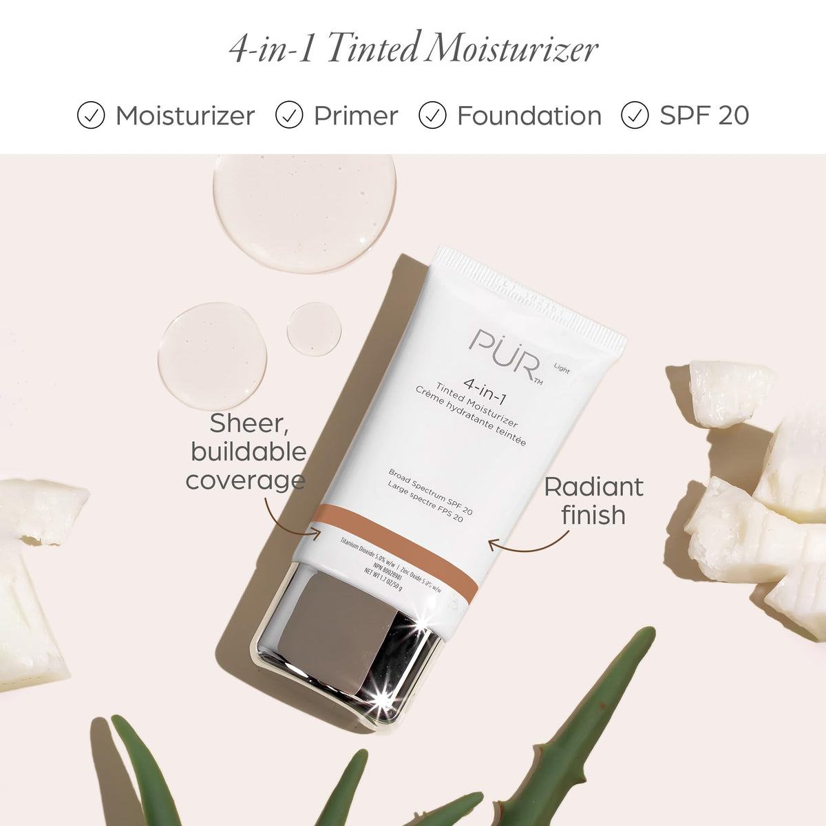 PÜR MINERALS cream texture close-up demonstrating hydrating finish