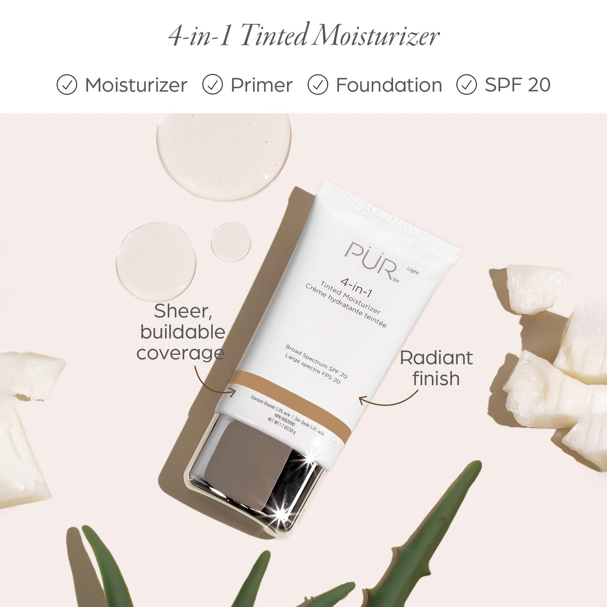 PÜR MINERALS close-up of creamy texture highlighting hydration