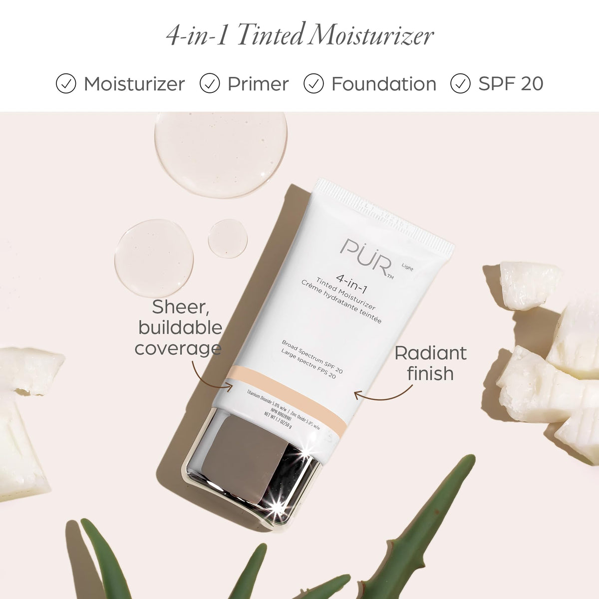 PÜR MINERALS cream texture close-up highlighting hydrating formula