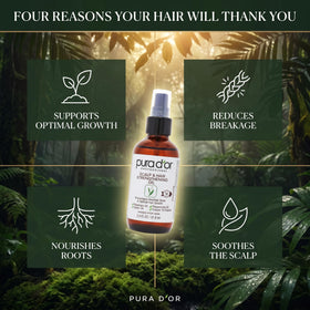 PURA D'OR applied during scalp massage to stimulate circulation