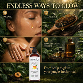 PURA D'OR oil bottle in bathroom setting for everyday skincare routine