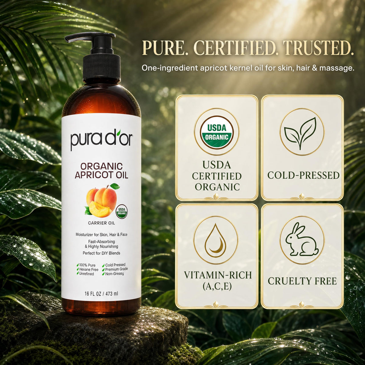 PURA D'OR applying oil to hair ends to add shine and reduce split ends