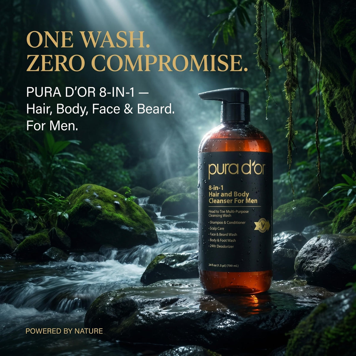 PURA D'OR back label close-up highlighting organic ingredients list