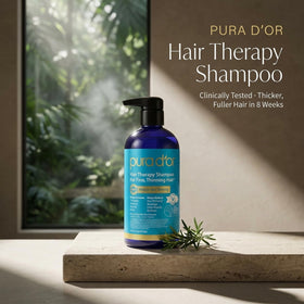 PURA D'OR back label close-up displaying ingredient list and usage directions for transparency