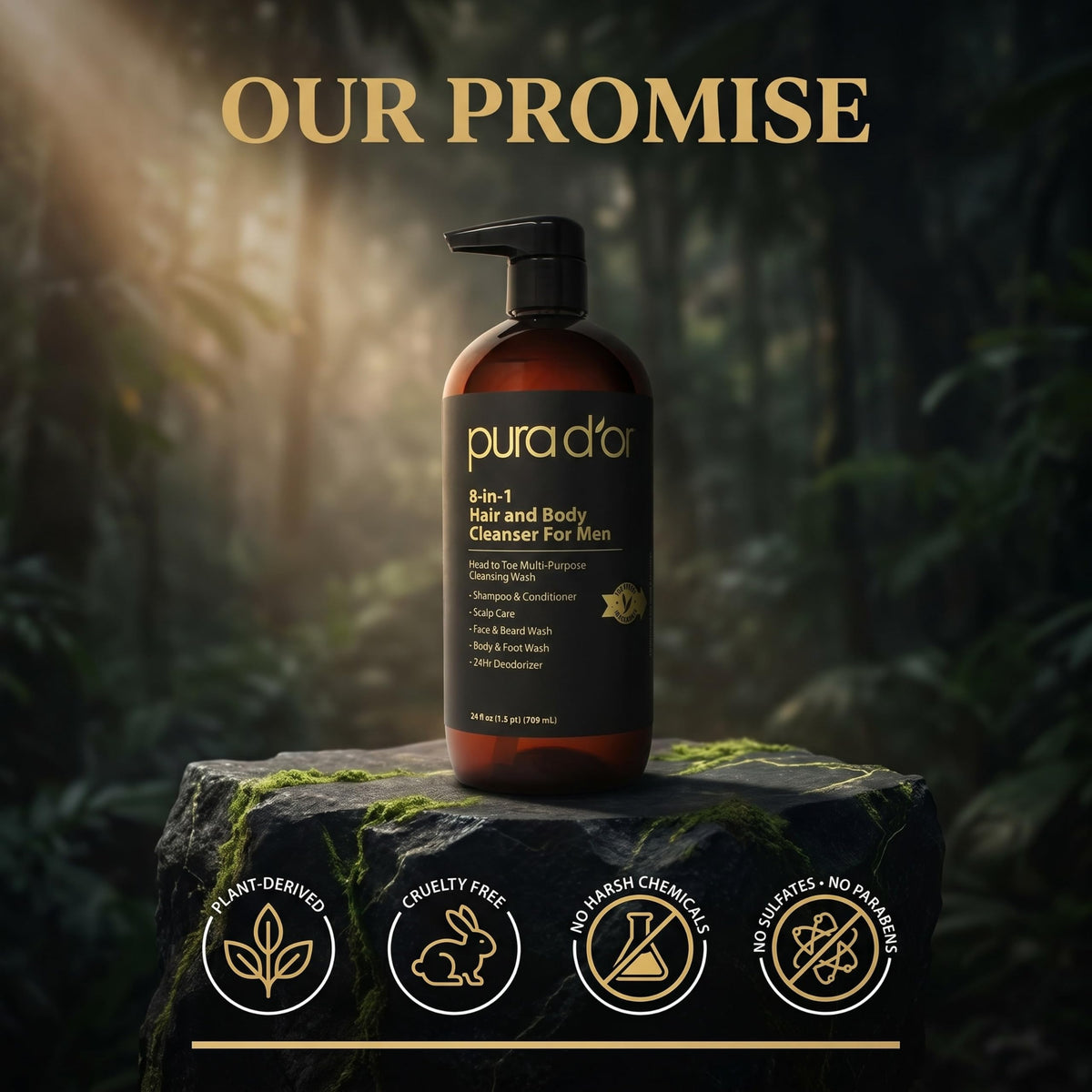 PURA D'OR beard wash demo on facial hair delivering softness and clarity