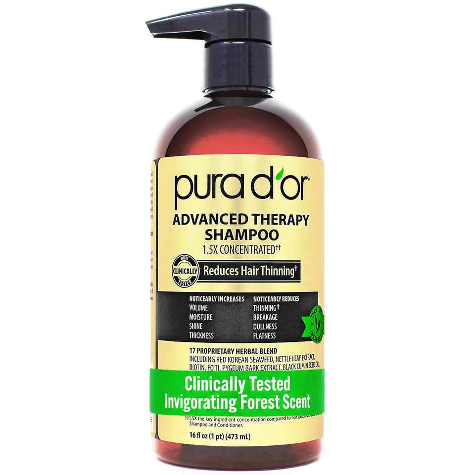 PURA D'OR front bottle view showing clean packaging and product benefit