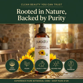 PURA D'OR label detail with USDA organic seal indicating certified quality