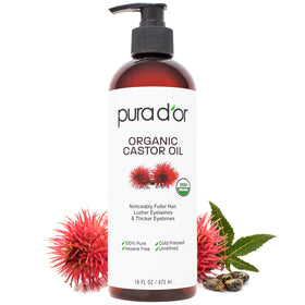 PURA D'OR front packaging showing organic label and bottle benefits