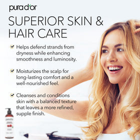 PURA D'OR close-up oil drop texture showing smooth absorbent finish