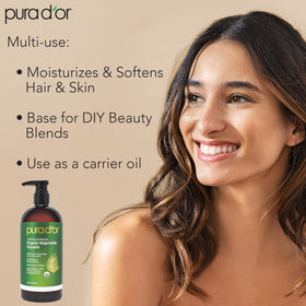 PURA D'OR clear glycerin texture close-up highlighting smooth, odorless formula