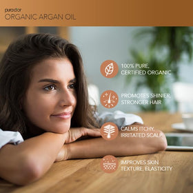 PURA D'OR oil texture close-up highlighting smooth absorbent quality and sheen