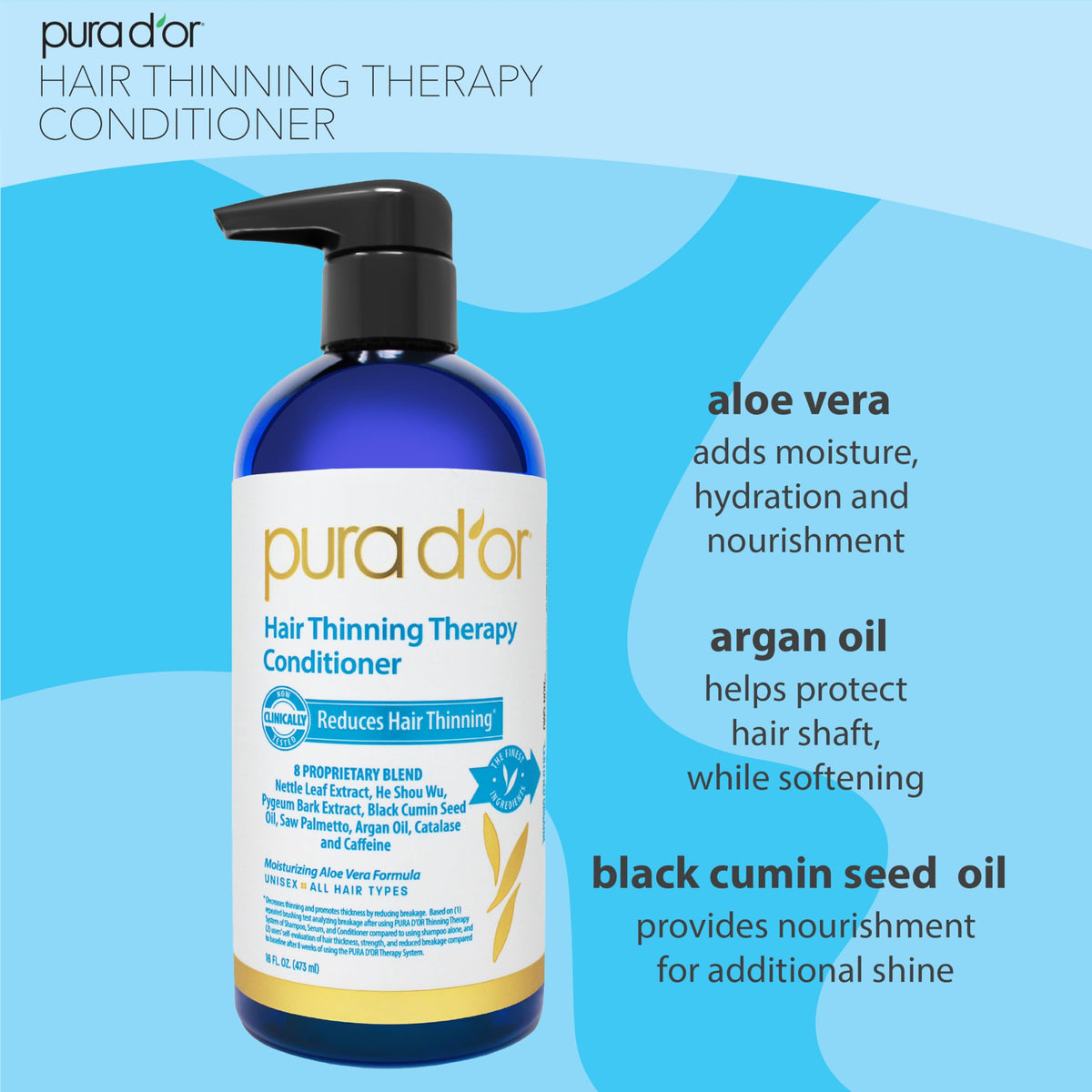 PURA D'OR close-up of creamy conditioner texture demonstrating rich hydration