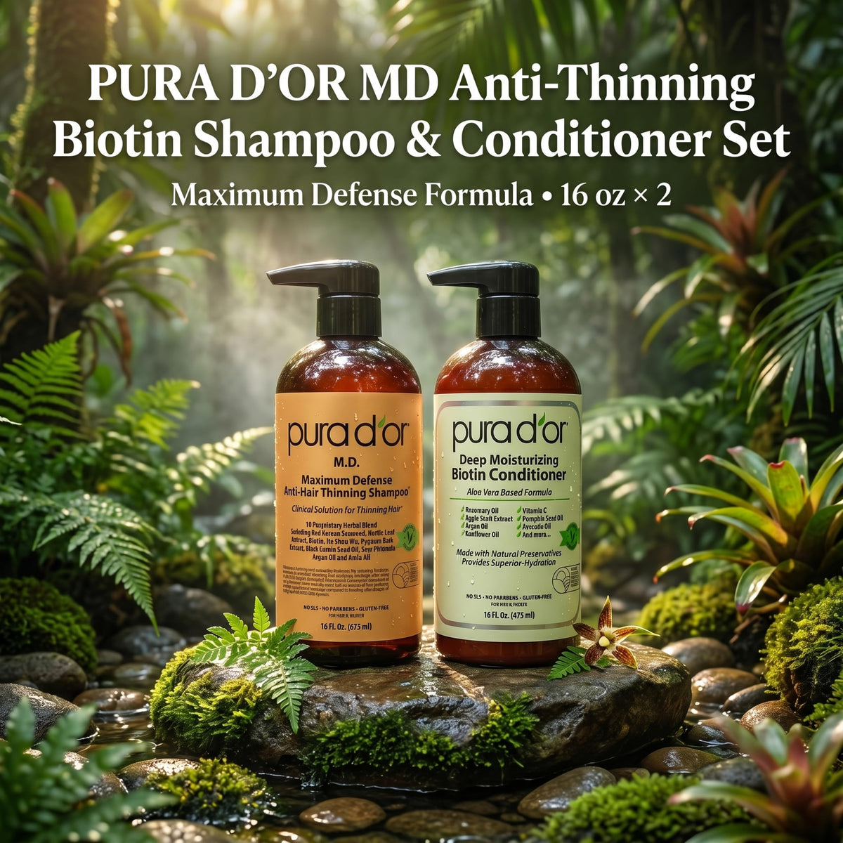 PURA D'OR conditioner close-up showing creamy texture for soft detangling