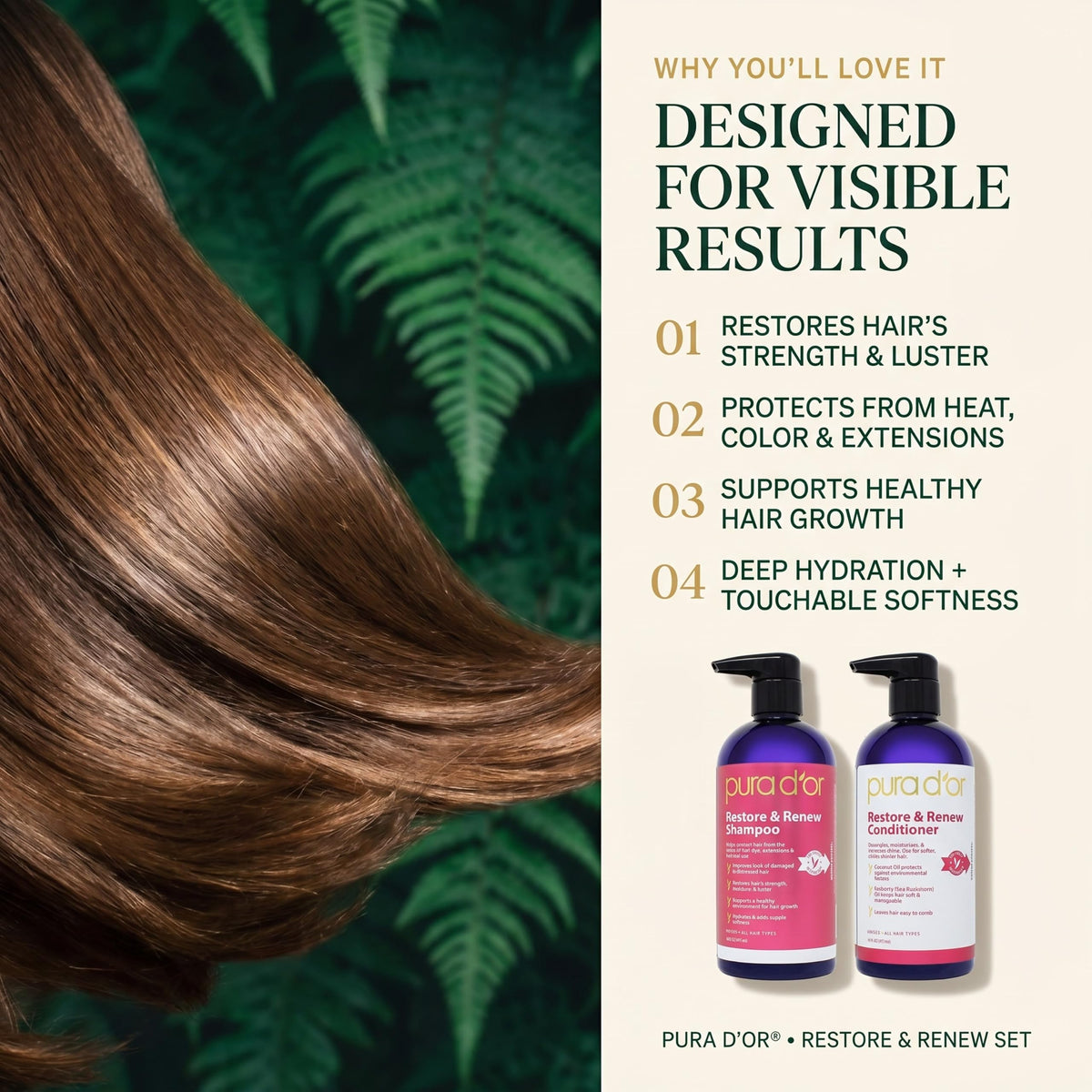 PURA D'OR conditioner creamy texture close-up showing deep moisturization