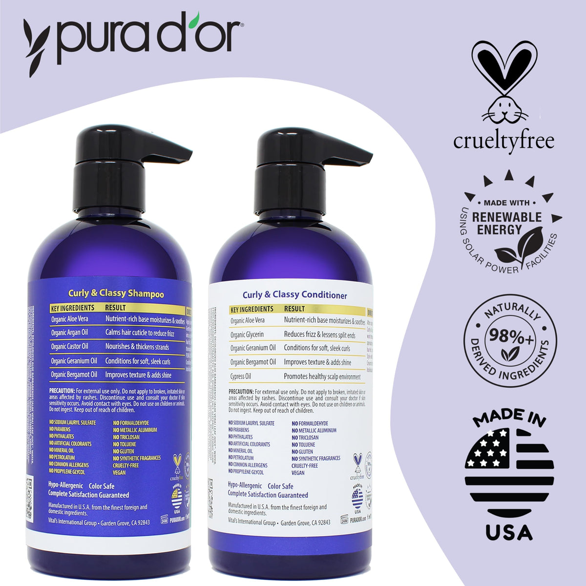 PURA D'OR in-bathroom-use on curly hair demonstrating definition and reduced frizz