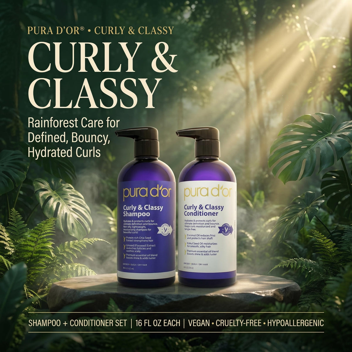PURA D'OR shampoo pump close-up highlighting easy dispensing and control
