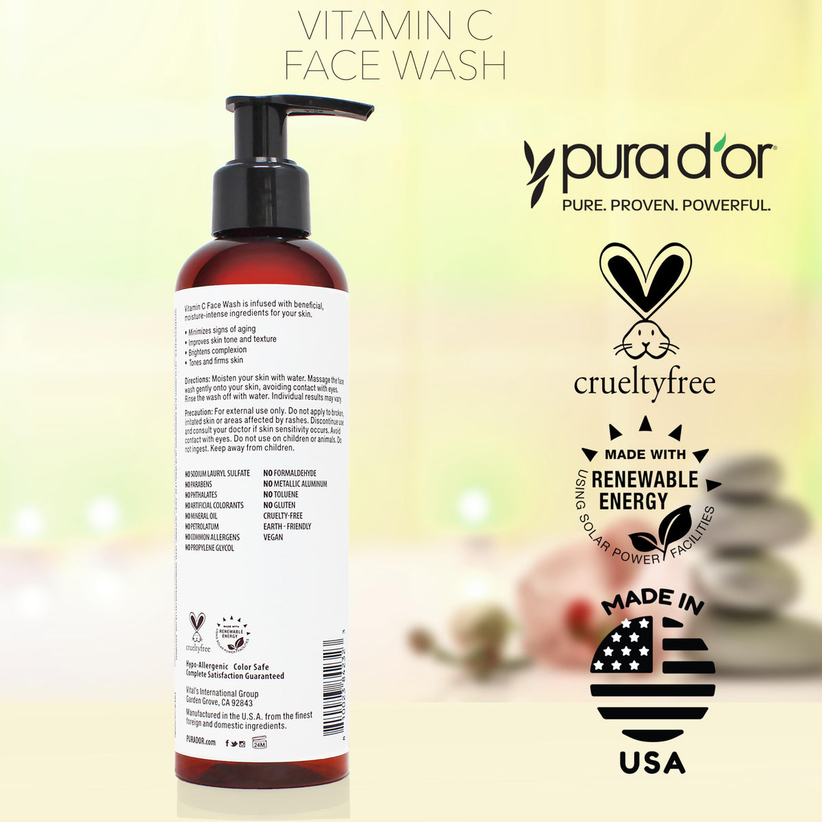 PURA D'OR with green tea and hibiscus botanicals illustrating antioxidant benefit