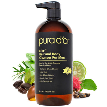 PURA D'OR front bottle shot showing clean design and 8-in-1 benefits