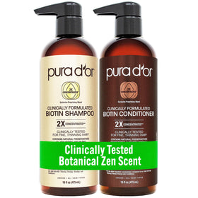 PURA D'OR front view of both 16oz bottles showing packaging and branding benefits