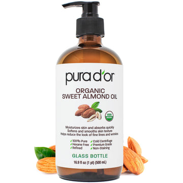 PURA D'OR front glass bottle showing organic label and size