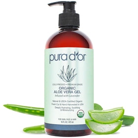 PURA D'OR front label showing USDA organic seal and lavender scent benefit