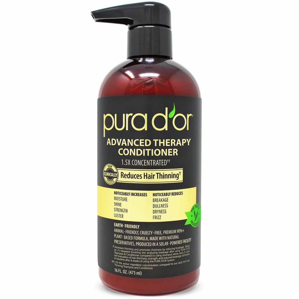 PURA D'OR front packaging showing 16oz bottle and clear labeling for product recognition