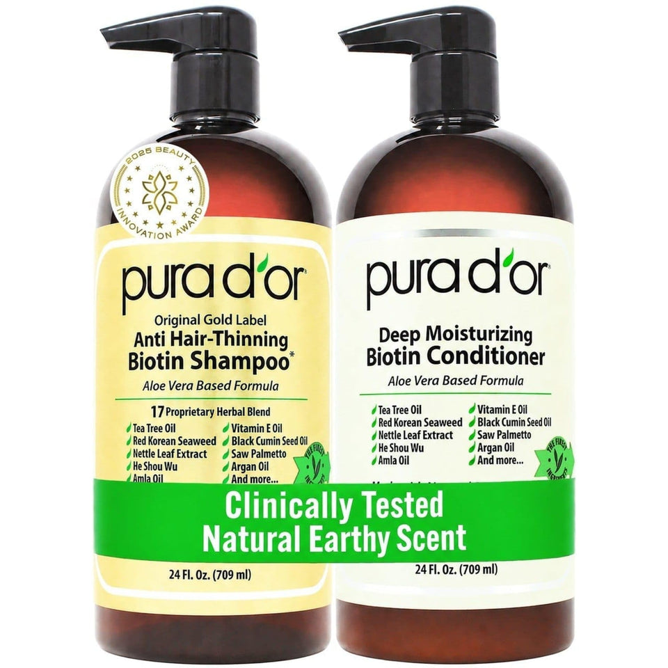 PURA D'OR front packaging showing gold-label set and benefits