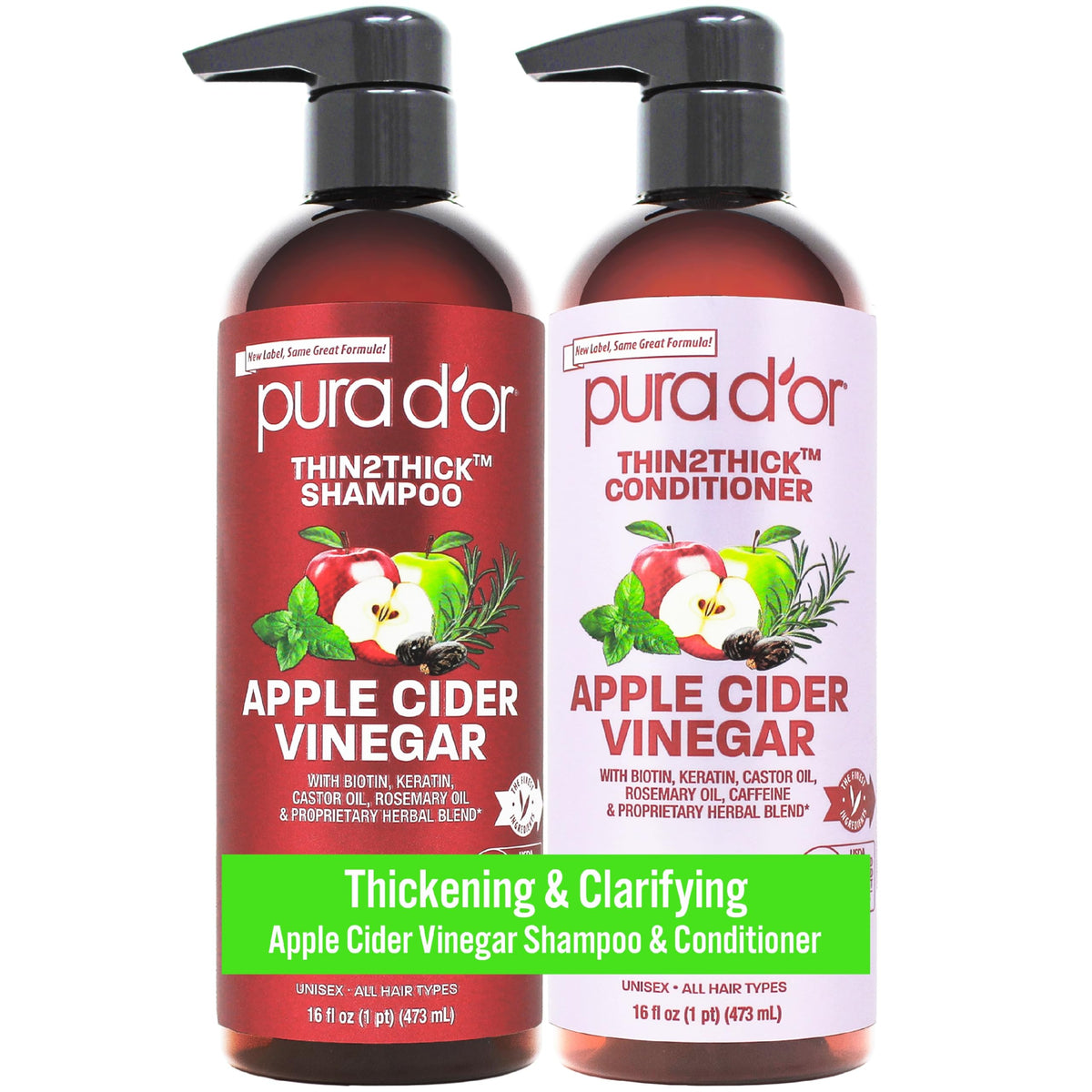 PURA D'OR front packaging of Thin2Thick set showing both bottles and benefit