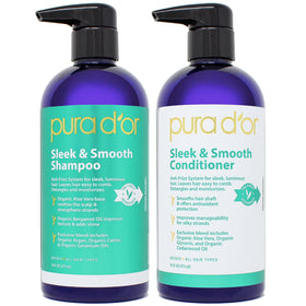 PURA D'OR front packaging showing bottles for easy shelf recognition and product benefits