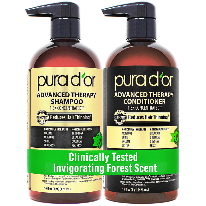 PURA D'OR front packaging showing 16oz duo and benefits