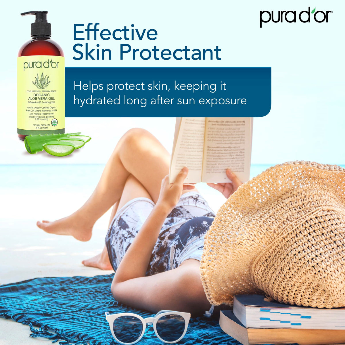 PURA D'OR gel on hand demonstrating easy application and hydration