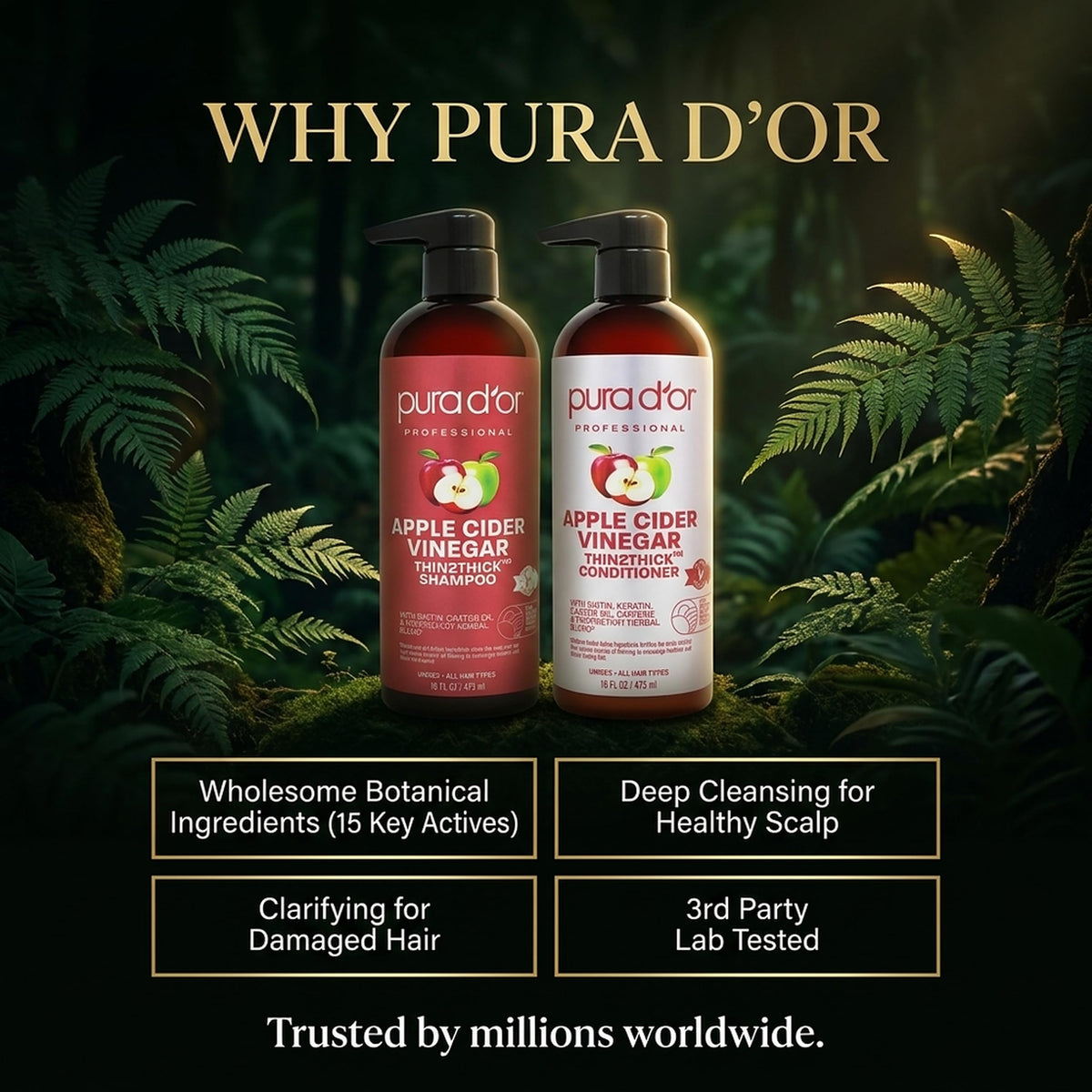 PURA D'OR lifestyle before and after hair results demonstrating fuller look