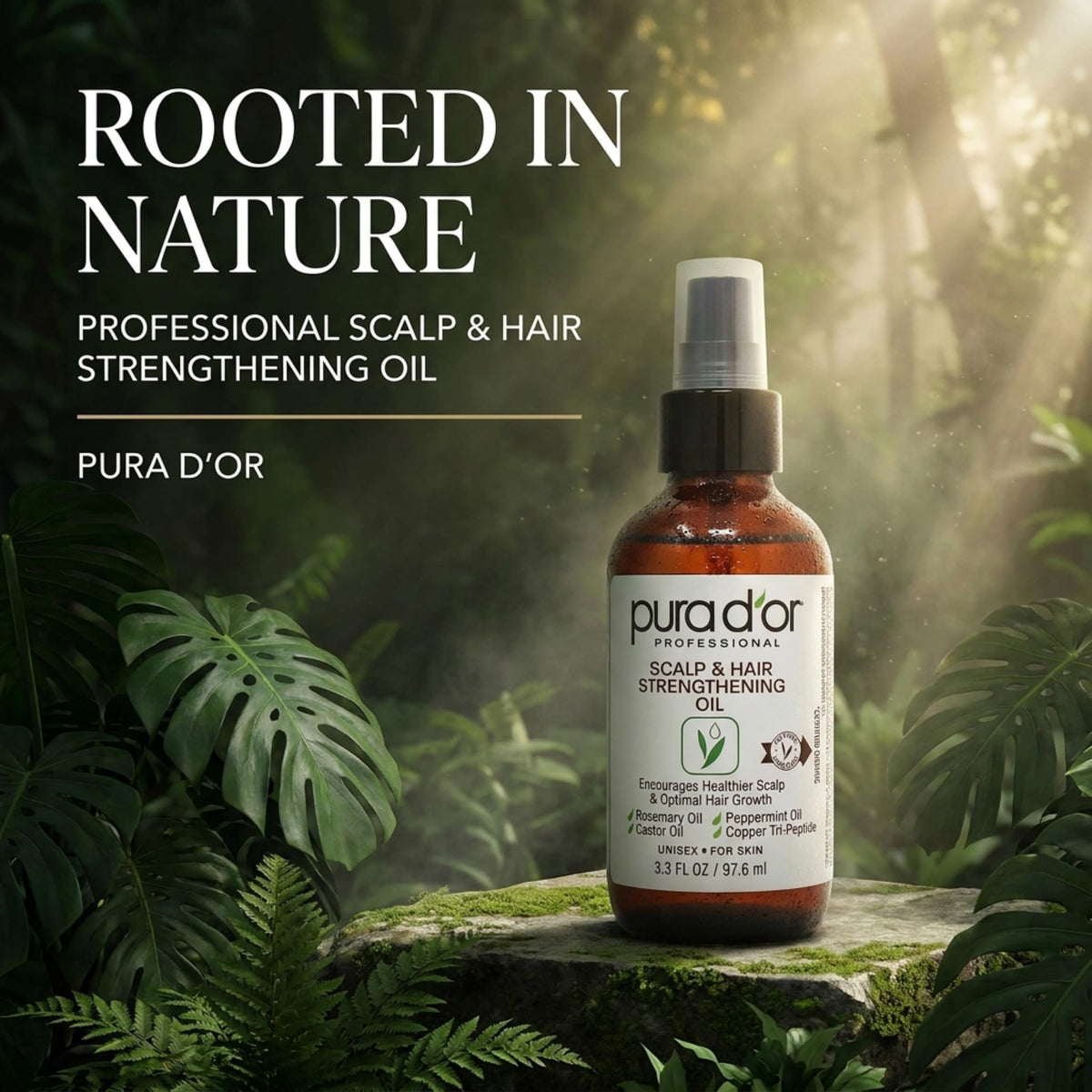 PURA D'OR close-up of blended oils highlighting nourishing ingredients