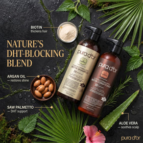 PURA D'OR assortment of botanicals used in formula showing natural ingredient benefit