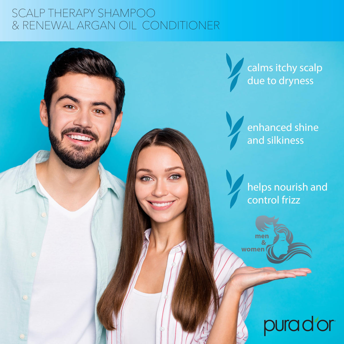 PURA D'OR ingredient label close-up highlighting plant-based formula benefit