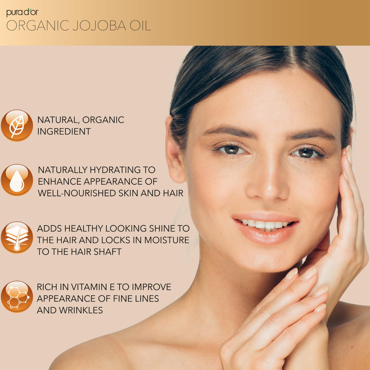 PURA D'OR closeup of jojoba oil texture demonstrating lightweight absorption