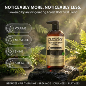 PURA D'OR label close-up showing active ingredients and transparency