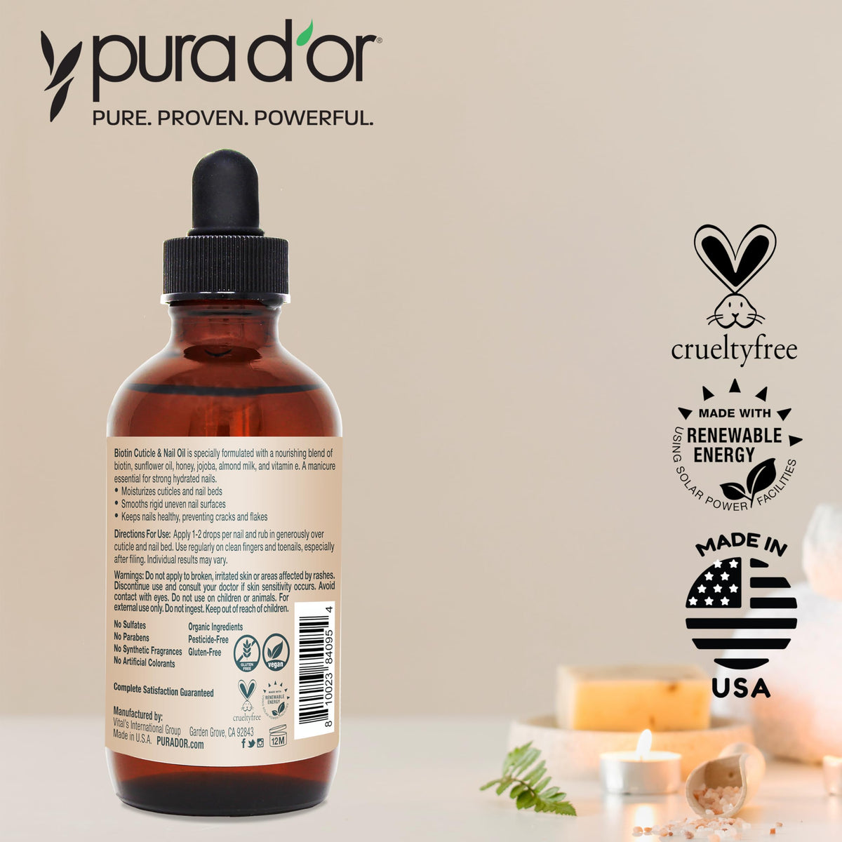 PURA D'OR hand application scene demonstrating hydrated cuticles benefit