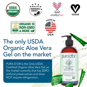 PURA D'OR open cap showing smooth gel texture for rapid skin absorption