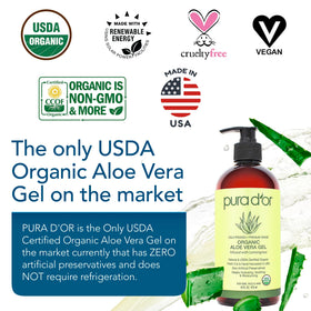 PURA D'OR open cap revealing clear gel texture for quick absorption