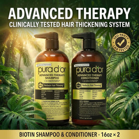 PURA D'OR shampoo running from open cap demonstrating lather