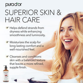 PURA D'OR castor oil pouring close-up demonstrating smooth texture for easy application