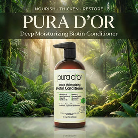 PURA D'OR pump dispenser closeup and label for easy application