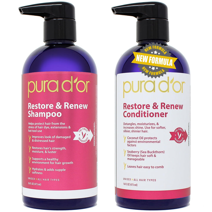 PURA D'OR front packaging showing set benefits and eco-friendly claim