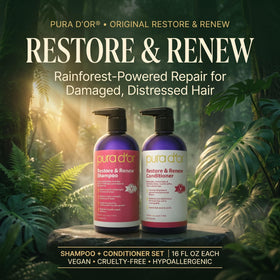 PURA D'OR side labels highlighting ingredient list and product details