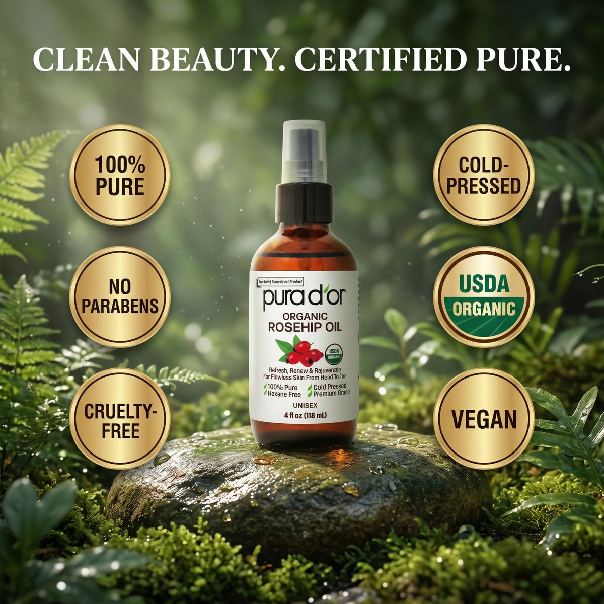 PURA D'OR application on wrist showing instant hydration and glow