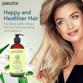 PURA D'OR scalp massage with gel showing soothing haircare benefit