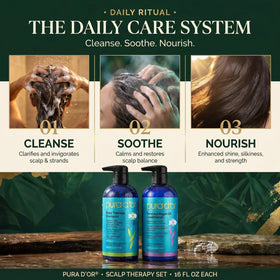 PURA D'OR scalp massage in use demonstrating gentle cleansing benefit