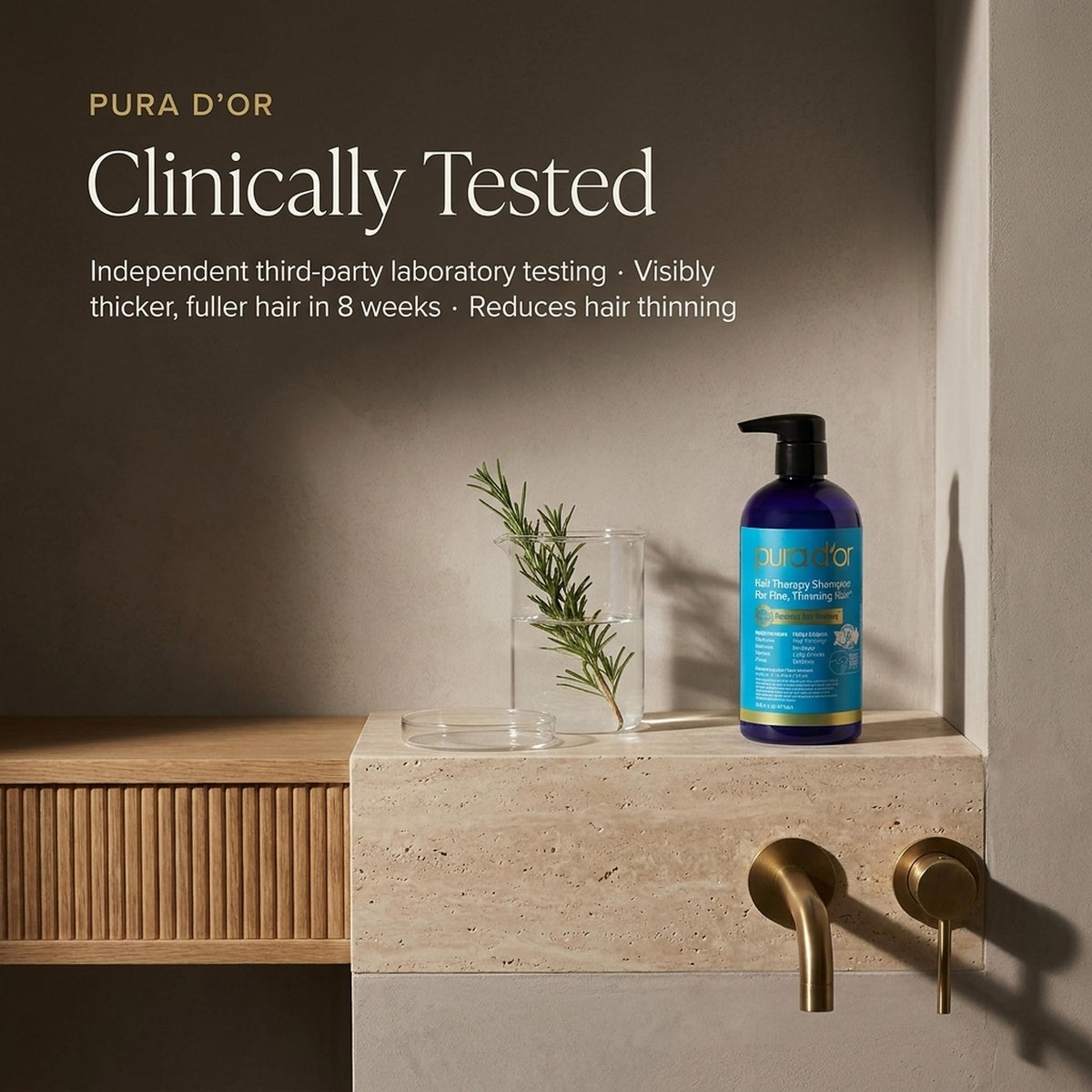 PURA D'OR being massaged into scalp demonstrating improved scalp circulation and cleansing