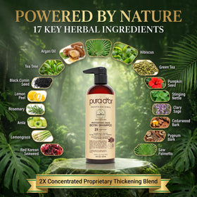 PURA D'OR shampoo on bathroom shelf conveying everyday routine convenience